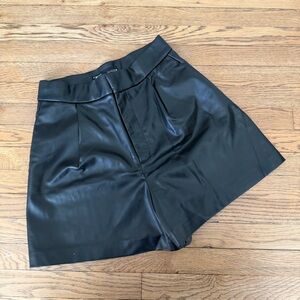 Zara Sleek Black High Waisted Faux Leather Shorts